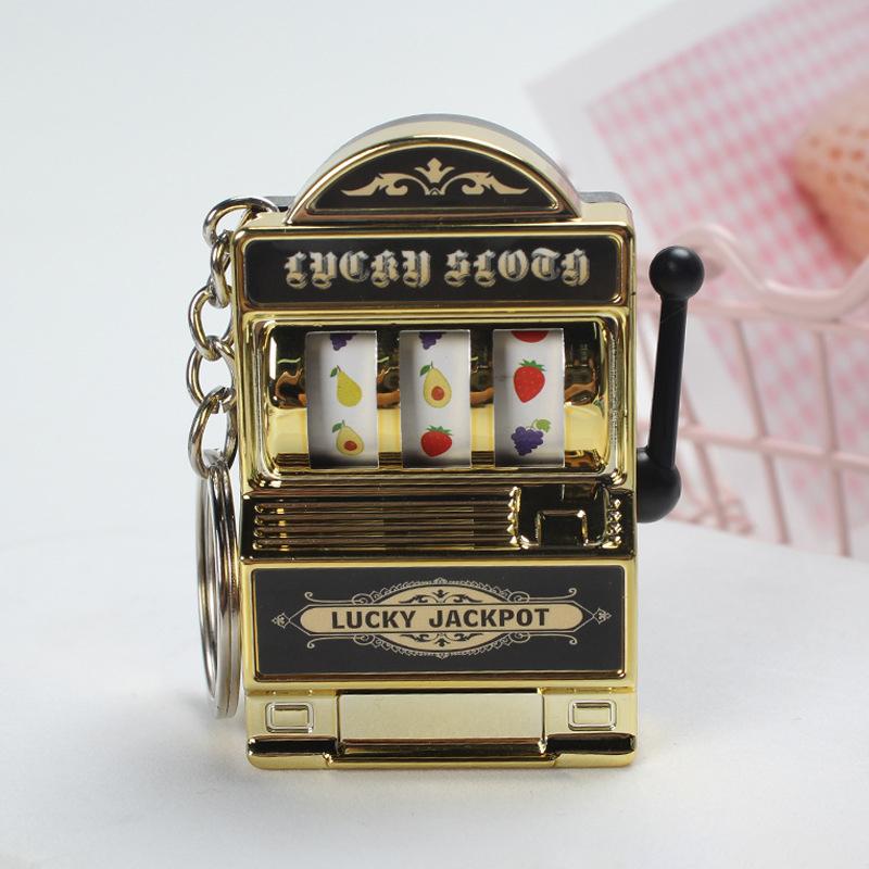 Fruit Slot Machine Keychain Lucky Charm Jackpot Keychains Mini Casino Pendant Bag Charm Novelty Gifts For Kids Adults New