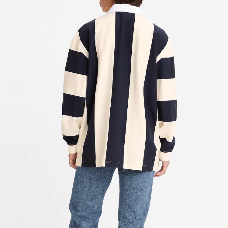 Levis Striped Long Sleeve Polo Shirt Men tops Blue White 35981-0007