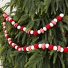 Red & White Felt Ball String: DIY Christmas Tree & Window Decoration.