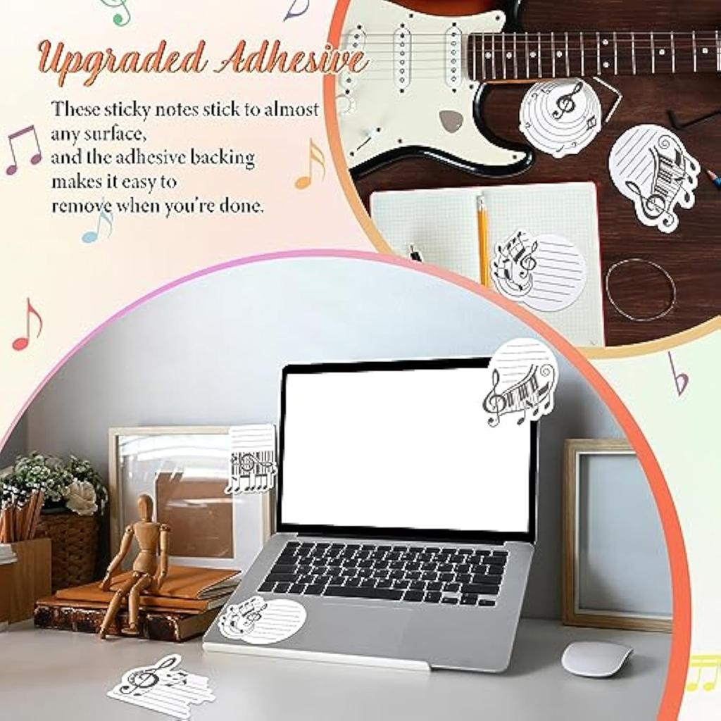 Self-Adhesive Sticky Notes Pads Musical Note Sticky Notes Sticky Pads Removable Sticky Notes Notepads Sticky Note Pads