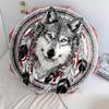 Indian - Style Wolf  Pattern, Automatic Folding Umbrella, Portable and Foldable Design, 8 Ribs, a Christmas or Birthday Gift.