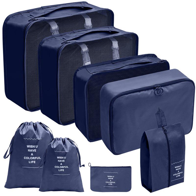 Travel Storage Set: Foldable Toiletry, Makeup, Clothes, Shoes, Digital Accessories, and Drawstring Luggage Bags.