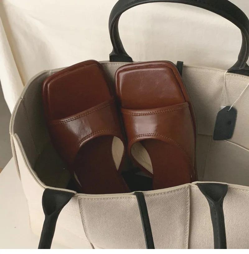Women's Shoes 2025 Hot Sale Open Toe Women's Slippers outdoor Daily Slippers Women Square Toe concise low Heel Female Sandals