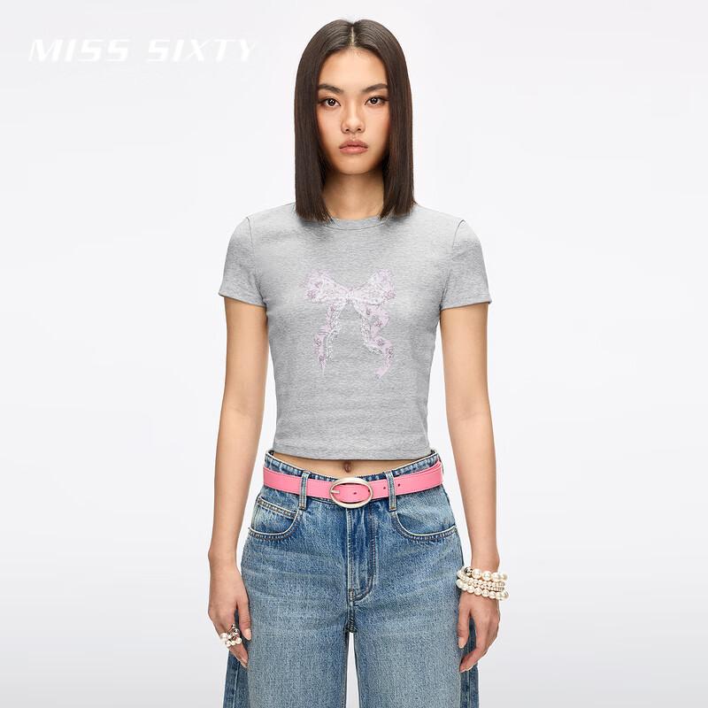 MISS SIXTY Yang Mi Style Beaded Lace Bow T-Shirt S