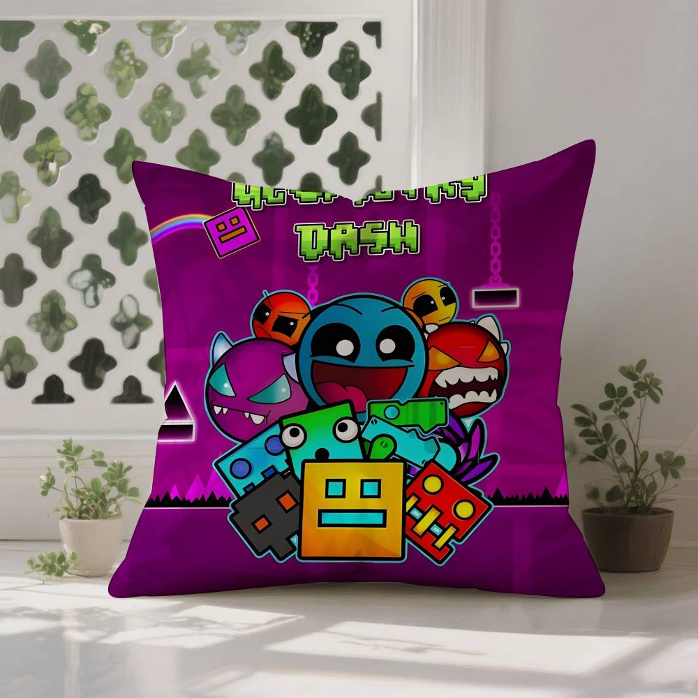 G-Geometrie D-Strich V-Video Kissenbezug Anti-Milben Kissenbezug Verdeckter Reißverschluss Seidiger Kurzer Plüsch Sofakissenbezug