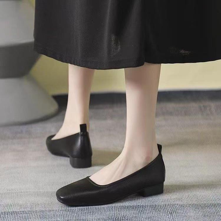 Summer new women's single shoes simple low-heeled Mary Jane small leather shoes versatile breathable commuting