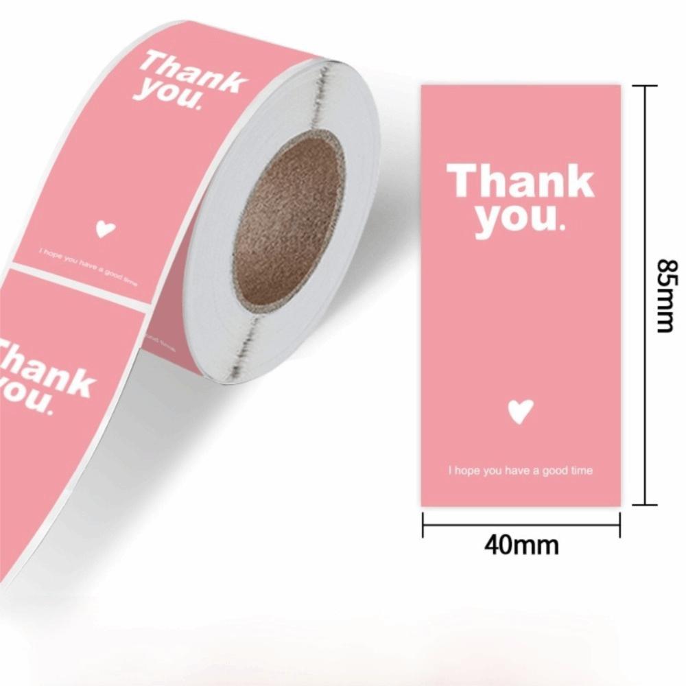 

100pcs/roll High Quality Rectangular Thank You Sticker Waterproof Envelope Decoration Decorative Label Sealing Sticker рожевий