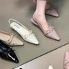 Fashion New Style Women's Sandals with Anti Slip Slim Heel Close Toes Elastic Band Bow Outdoor Black/White Fashion Sandals Zapatos Mujer
