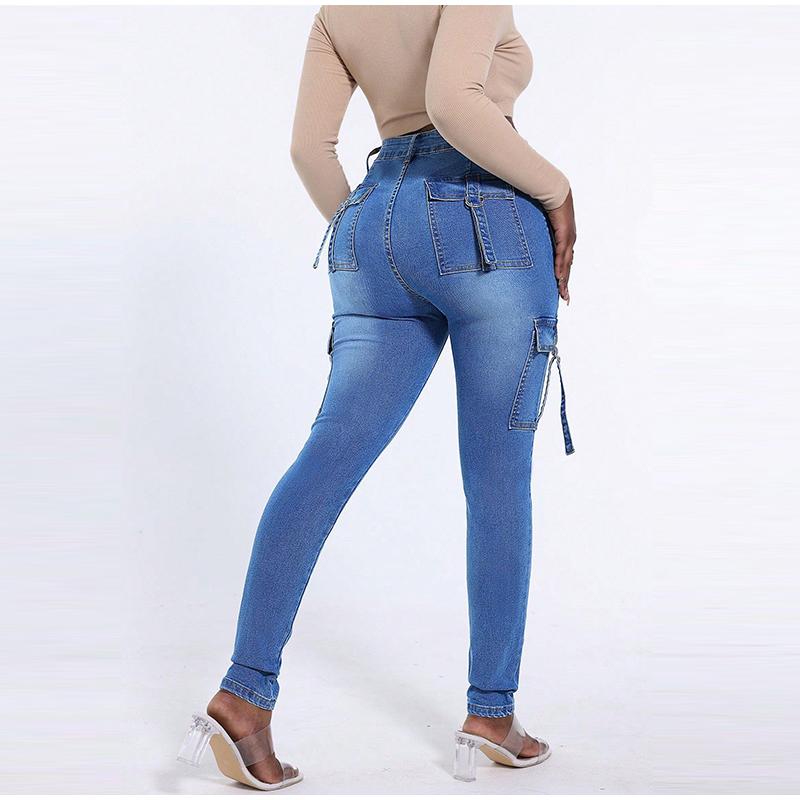 Women Clothing Skinny Jeans Casual Fashion Denim Pants Legging Pants High Waisted Trousers Y2k Streetwear Hip Lift Pocket Design