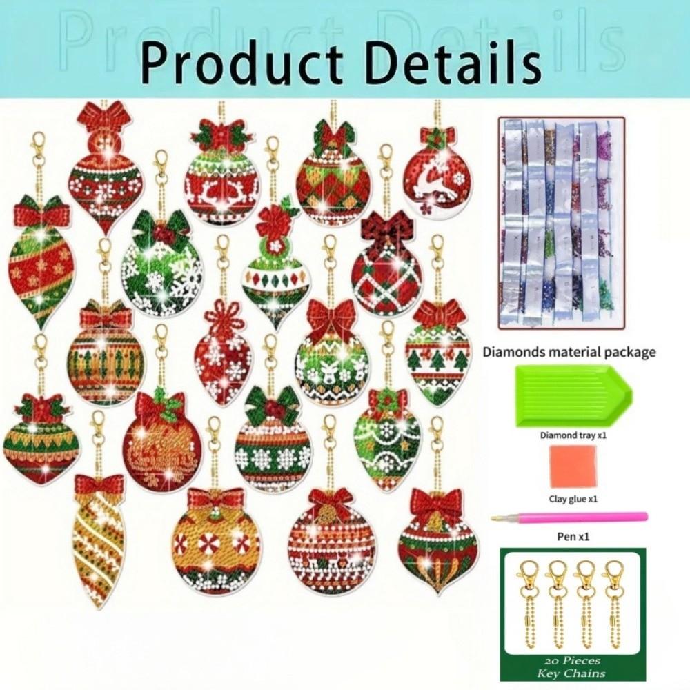 Diamond Painting Craft Diamond Painting Keychains Acrylic DIY Keychain Kit Christmas Gift