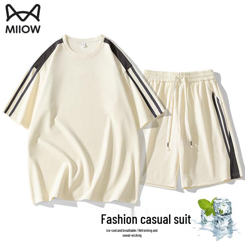

MiiOW Men s Ice Silk Short Sleeve & Shorts Set XL