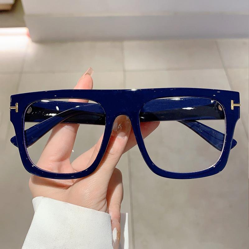 Simple Retro Thick Frame Square Anti-Blue Light Flat Glasses Trendy Unique Glasses Frame