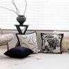 Contemporary Black & White Chenille Jacquard Pillow: French Luxury Home & Bedroom Decor