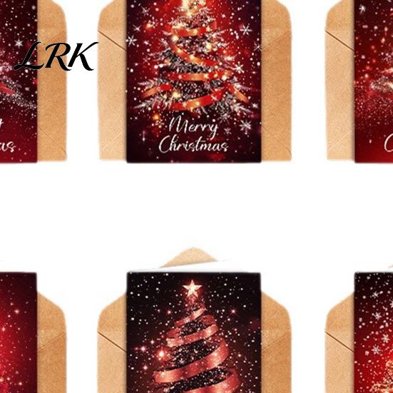 Christmas Party Supplies Stationery 6 Pcs Tree Greeting Cards, Merry Sparkly Decorative Seasonal Paper Cards Holiday with Envelopes for Winter,