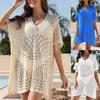 Costume da bagno da donna scolpito a contrasto Cover Up Costume da bagno da donna Bikini Beachwear Abito da spiaggia in rete con scollo a V casual