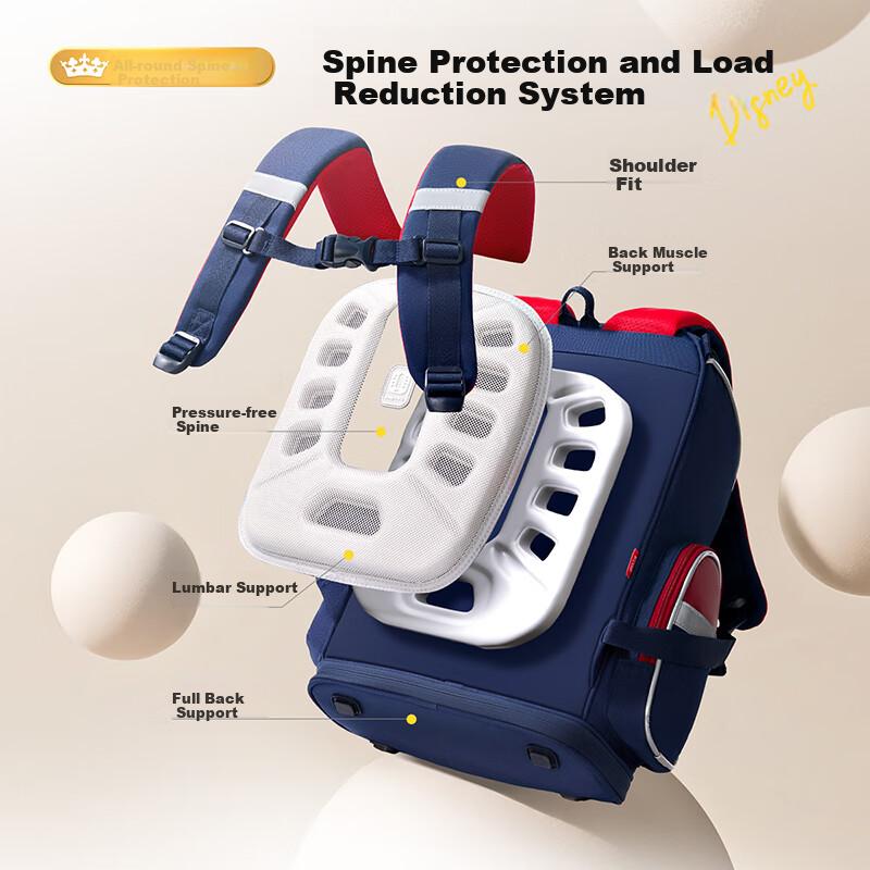 Disney Backpack for Primary School Girls Grades 4-6, Spine-Protecting, Load-Reducing, Multi-Layered,