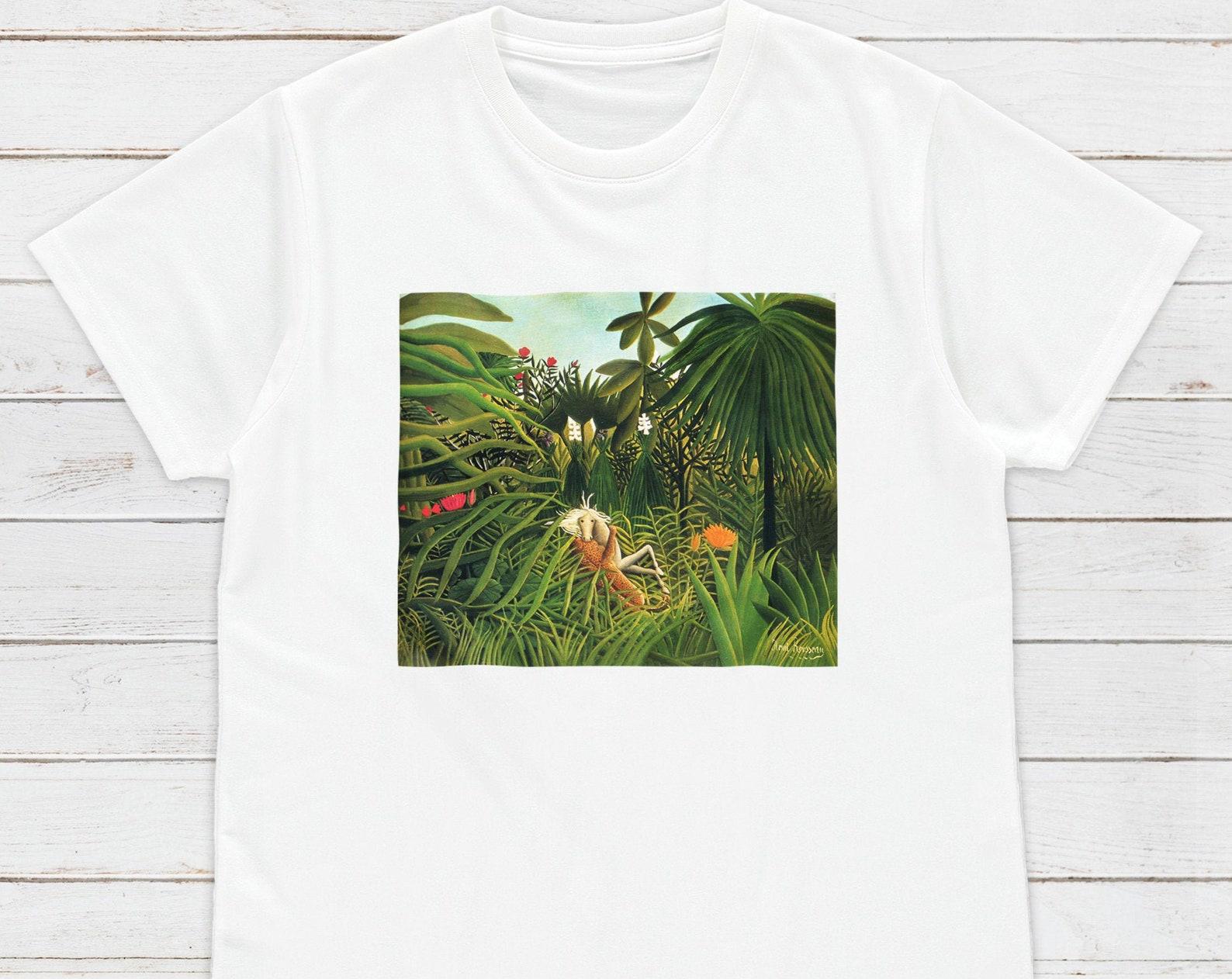 Henri Rousseau Art T-Shirt: Jaguar Attacking a Horse 4XL