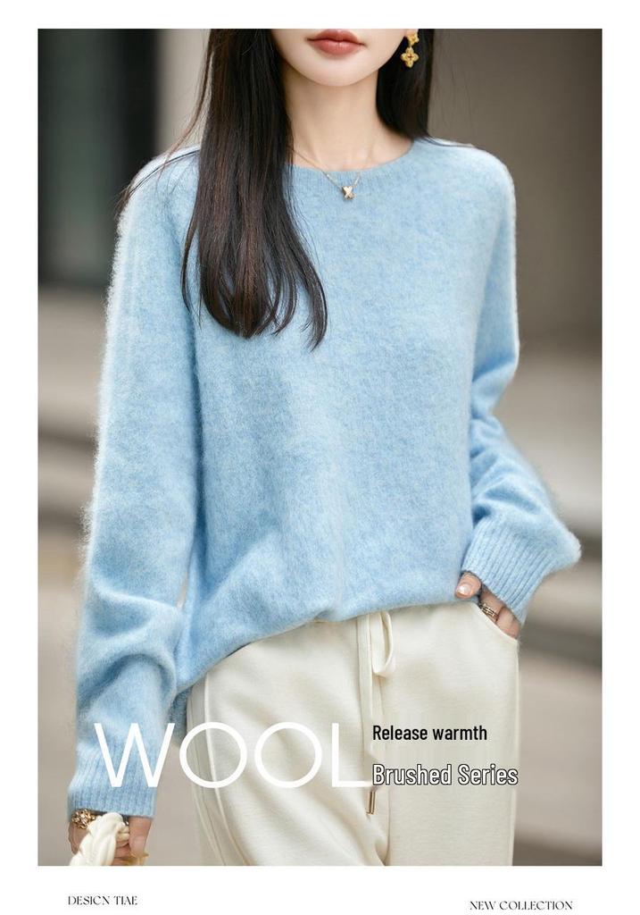 2026 Autumn/Winter Women's Cashmere Wool Long Sleeve Round Neck Knitwear Sweater