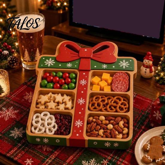 Party Supplies for Home Office Christmas Snack Serving Tray, Divided Holiday Appetizer Platter, Cute Snowman/Tree/Penguin/Cow Shaped Seasonal