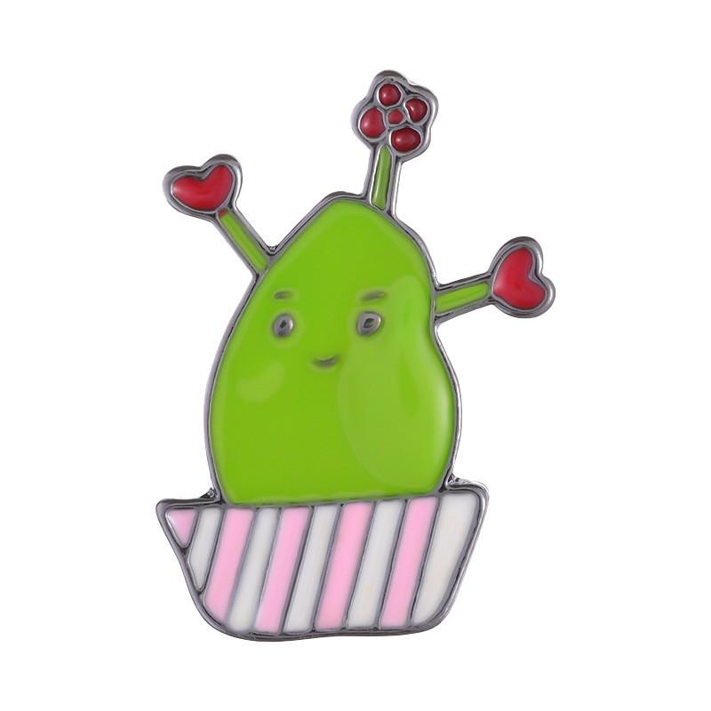 Charming Cartoon Mini Cactus Plant Brooch Alloy Badge For Fashionable Clothing Accessories