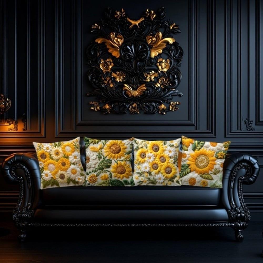 45x45cm Sunflower Pillowcase 2D Floral Bedroom Pillow Cover Sofa Cushion Case  Home Decoration
