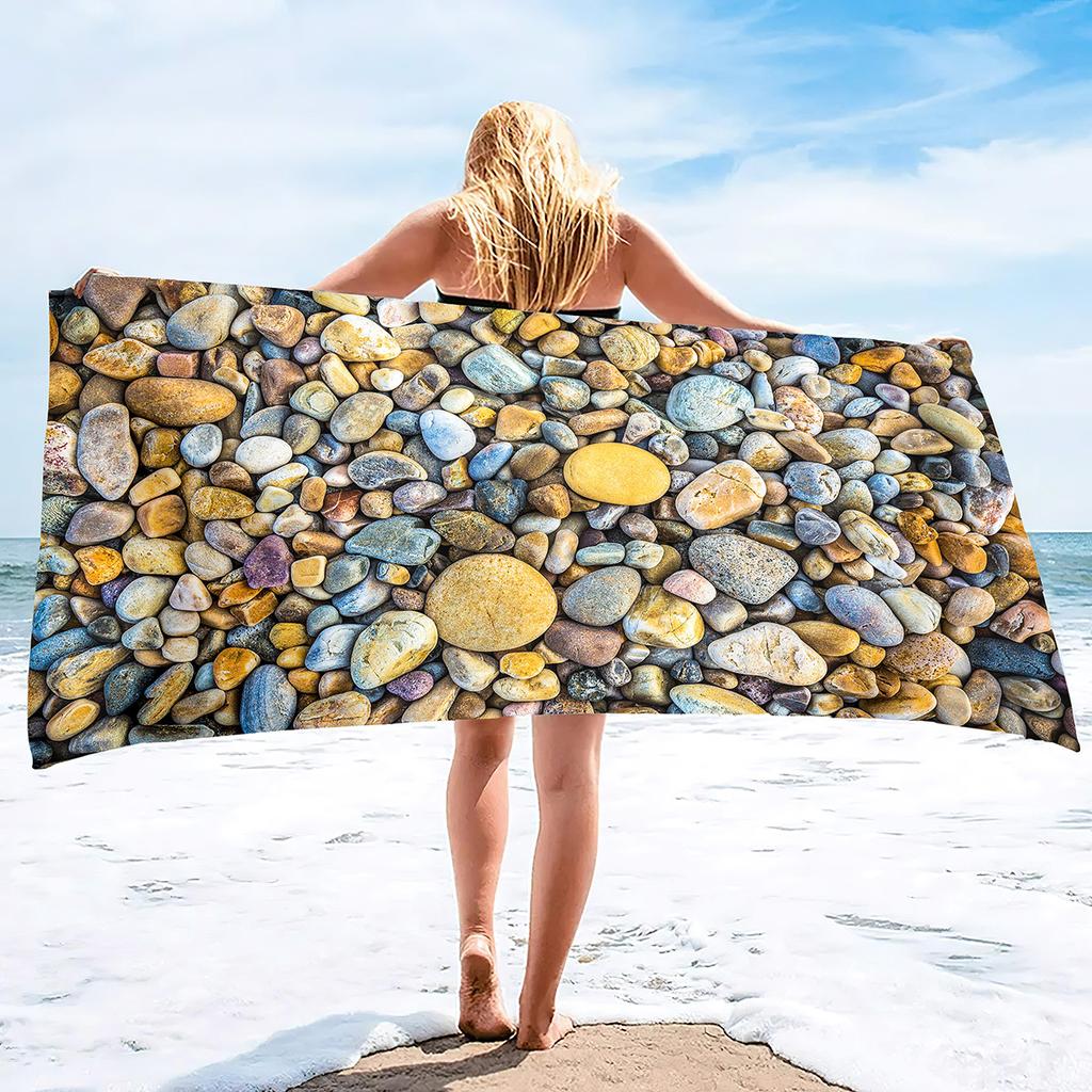 Colored Stone Series Seaside Vacation Beach Towel Swimming Bath Towel Sports Towel