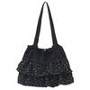 Simple design casual tote bag women's summer new large-capacity lace canvas bag commuter bag