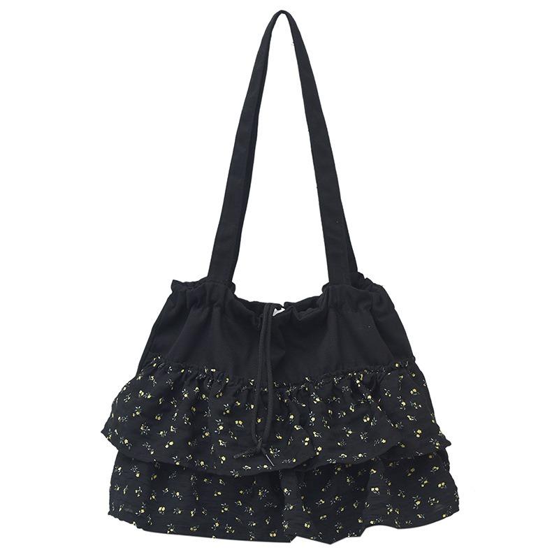 Simple design casual tote bag women's summer new large-capacity lace canvas bag commuter bag