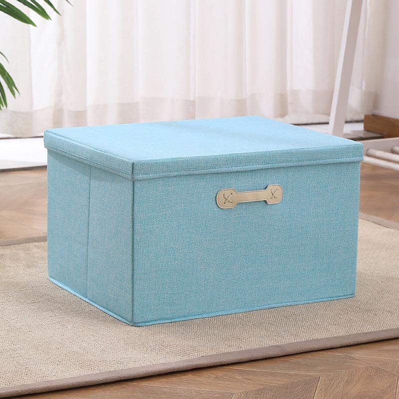 Caja de Almacenamiento Portátil de Algodón y Lino con Tapa, Caja Organizadora de Ropa, Caja Organizadora de Juguetes para Armario, Caja para Mudanzas