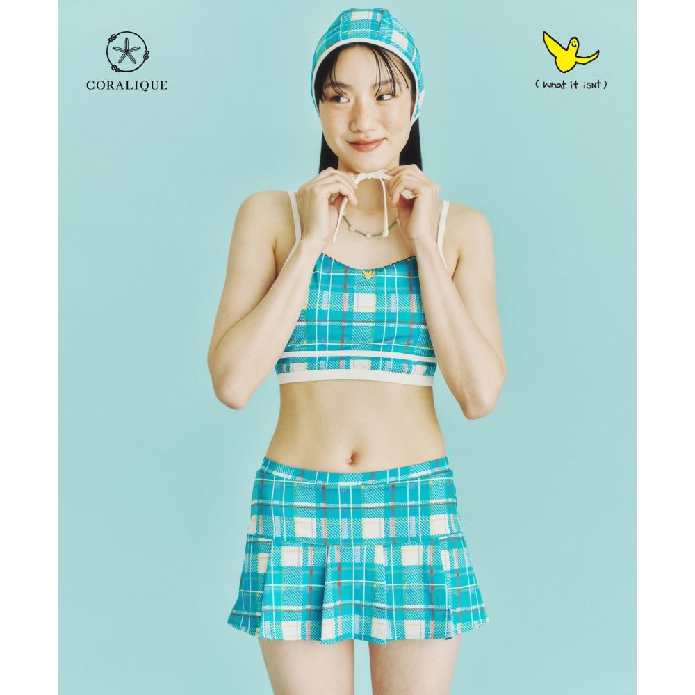 

WHATITISNT CW Купальник-бикини с юбкой в ​​клетку Angel Check Green