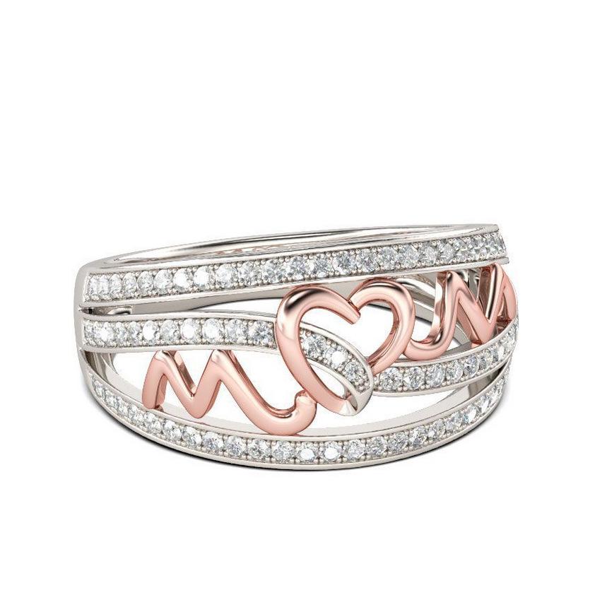 Two-Tone 'Love Mom' Ring - Ideal Gift for Christmas & Mother's Day