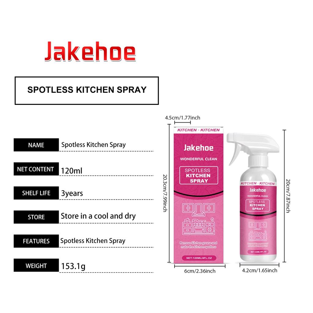 Kitchen Cleaner Spray 120ml Spotless Powerful Grease Oil Stain Remover High-efficiency Deep-cleaning Household Cleaning Supplies
