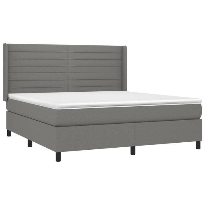 VidaXL Lit à sommier tapissier avec matelas Gris foncé 180x200cm Tissu - Modèle 3131530