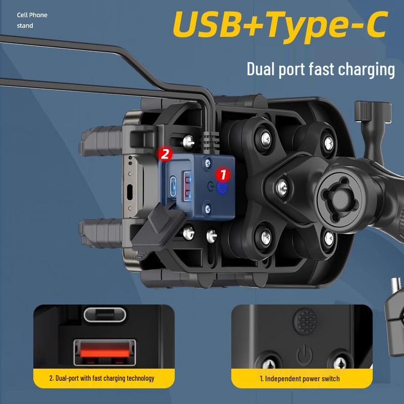 Fahrrad-Handyhalter: Stoßfest, Diebstahlschutz, Sonnenschutz, 360°-Drehung, Kabelloses Laden für Elektrofahrzeuge & Motorräder.