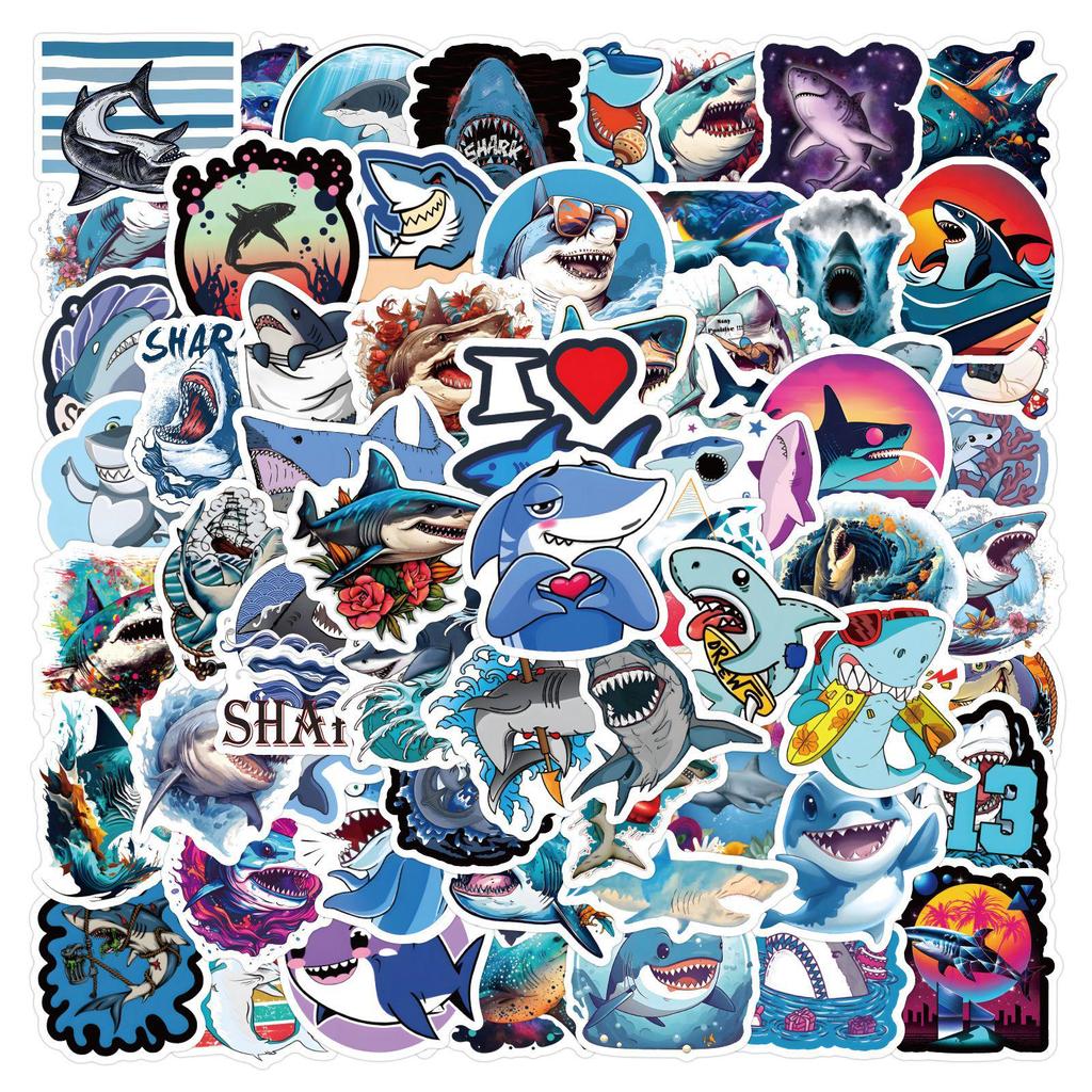 120 Cartoon Shark Graffiti Stickers for DIY Decoration