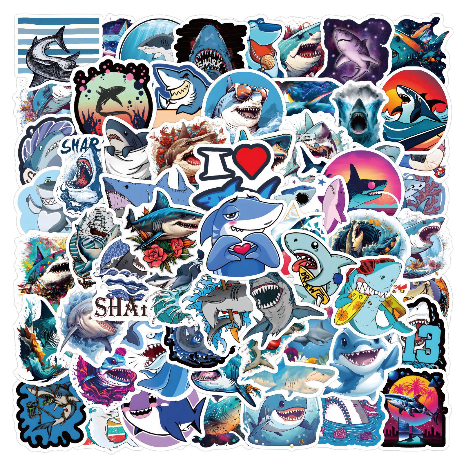 

120 Cartoon Shark Graffiti Stickers for DIY Decoration