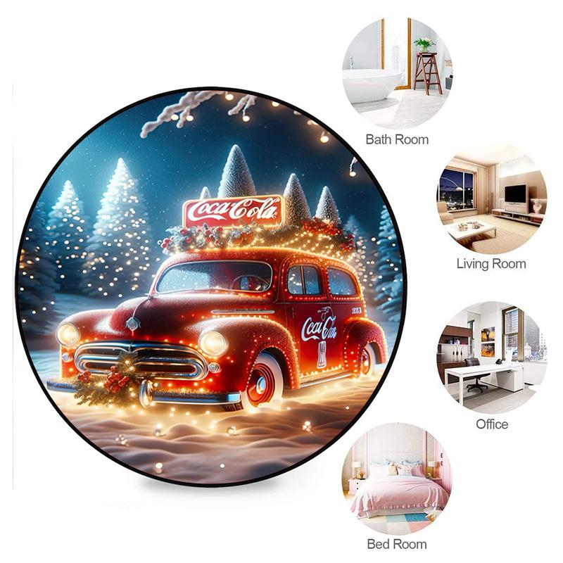 Cute Christmas Day Gift Bell Santa Claus Snowman Christmas Tree round rug Home Soft Decorative Anti slip Chair Mat Carpet Outdoor Floor Mat Carpet 52