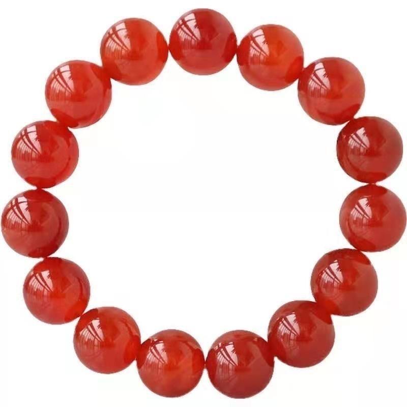 Red Agate Dragon Birth Year Bracelet for Couples, 7A Grade Chalcedony Beads, Unisex Accessory