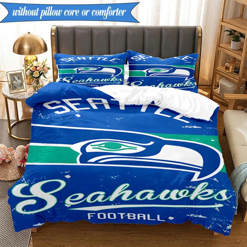Seahawks Team Spirit 3pcs Bedding,Including 1pc Duvet Cover And 2pcs Pillowcases Perfect for Christmas,Ideal for Bedroom, Dormitory