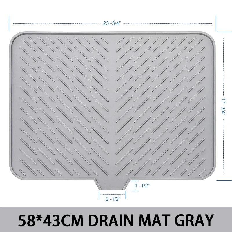 Large Silicone Dish Drying Mat Hygienic Drying Pad Easy Clean Non-slipping Heat Resistant Dish Rack Mat Prevents Water Build Up