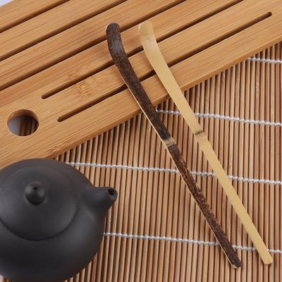 1PC Bamboo Teaware Kitchen Tool Handmade Spice Gadget Tea Sticks Matcha Spoon Leaf Spatula Black Bamboo Wood Drinkware