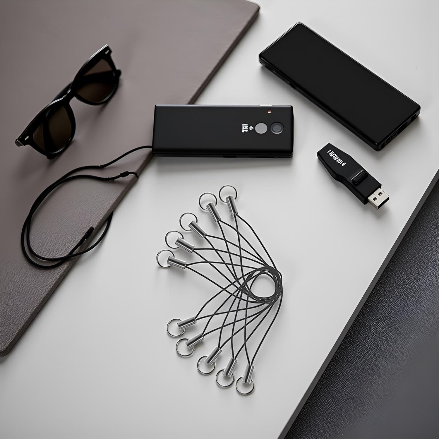 10 Pieces Black Tone Black Lanyard Cell Phone Charm Split Ring Strap, Clasp Lariat Cord Strap For Mobile Cell Phone/Mp3/Mp4/Usb Flash Drive//Keyrin