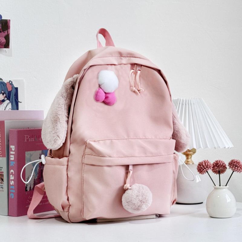 Высококачественный школьный рюкзак для девочек, желтый щенок для учеников средней школы, однотонный маленький рюкзак, легкий и универсальный студенческий рюкзак. розовый