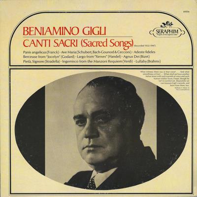 LP Record BENIAMINO GIGLI - Canti Sacri (Sacred Songs) (Recorde 160036 Seraphim 1967 US Classical Used