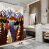 Mountain Landscape Shower Curtain - Majestic Pine Trees, Snowy Peaks, And Stunning Sunset For Scenic Bathroom Decor