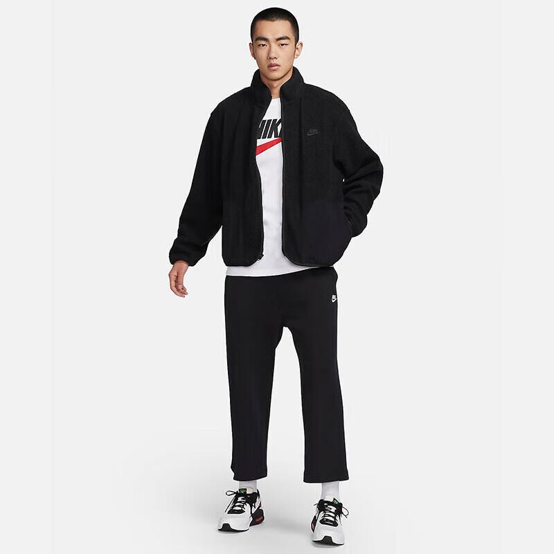 Nike Men's Winter Stand-Collar Jacket Fleece-Lined for Warmth Plush Casual Sportswear