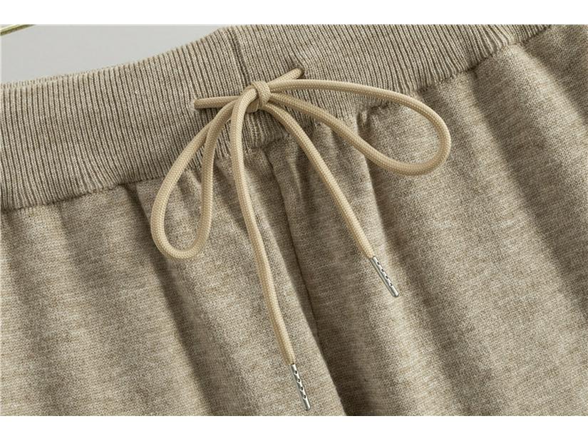 Women's Trendy Two-Piece Set: Drawstring Fake Two-Piece Sweater & Wide-Leg Pants - Long-Sleeved Knitwear for Spring & Autumn