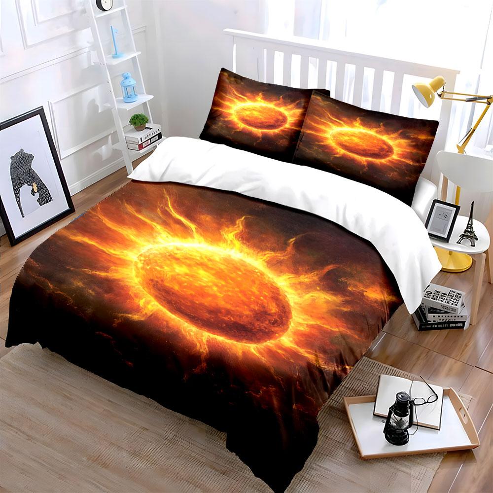 Fiery sun with flames. Bedding sets Duvet cover sets Duvet covers Pillowcases(1 * Duvet Cover 2 * Pillowcases without duvet insert)