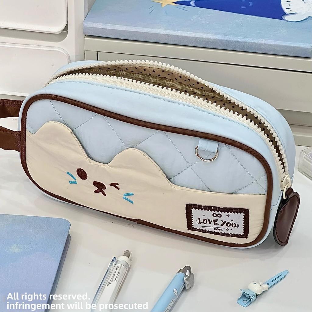 Pencil Case For Girls Large Capacity Style Cute Fabric Stationery Organizer For School