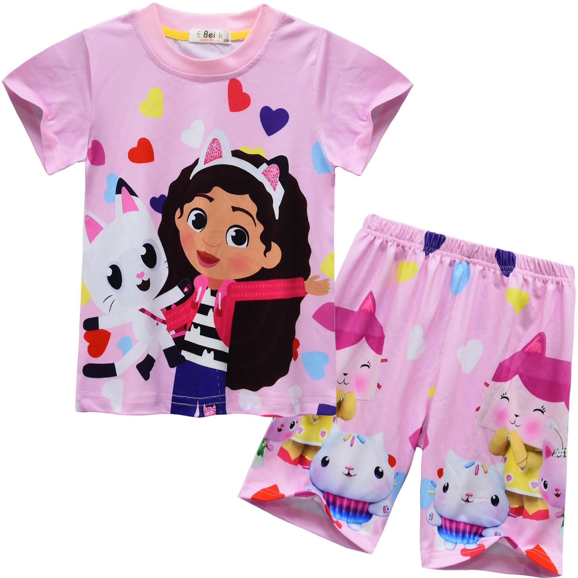 Children S Short-Sleeved, Cartoon Digital Printing Set, Children S Short-Sleeved Loungewear Set 91132 110